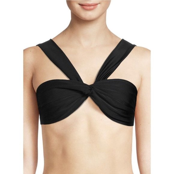 Time & Tru Other - Time & Tru Twist Front Swim Top Black Size Small (4-6) Adjustable Straps